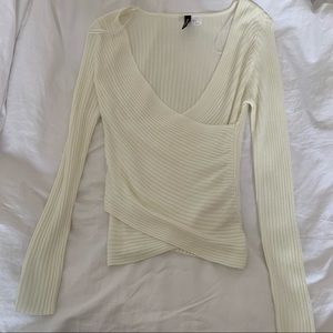 2 for $15 H&M off white front wrap sweater